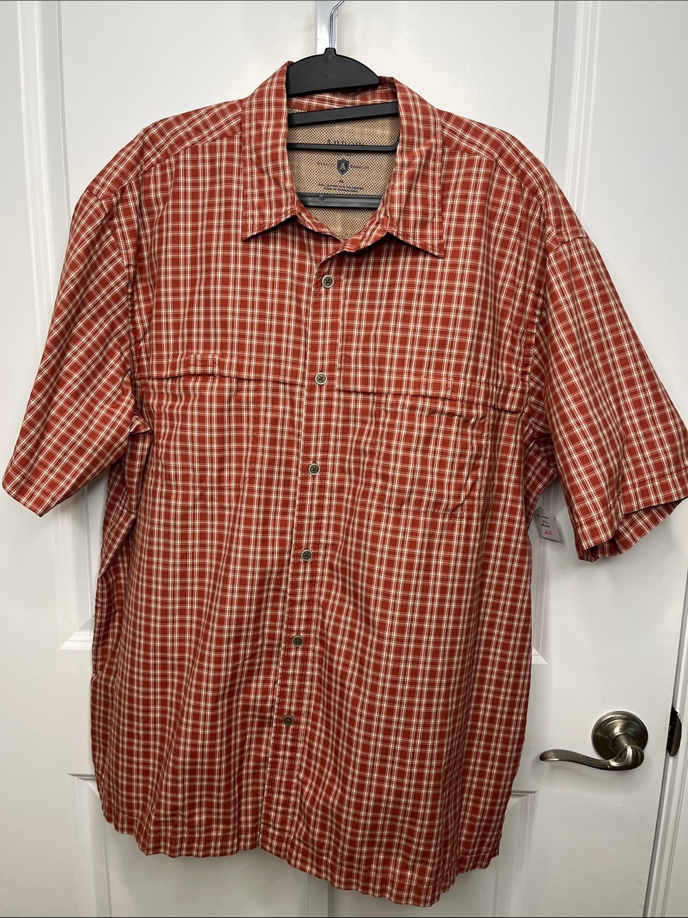 Arrow Men's Short-Sleeve Plaid Button-Down Shirt - Rust XL